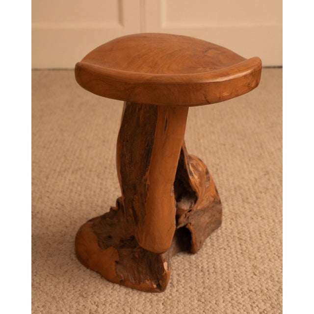 Vintage Brutalist Brown Stool, 1950s For Sale - Image 4 of 8