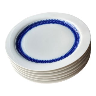 Mid Century Modern Thomas Germany 10” Lisette Dinner Plates Set of 6 – Cobalt Blue Porcelain Atomic Design 1950s 1960s For Sale