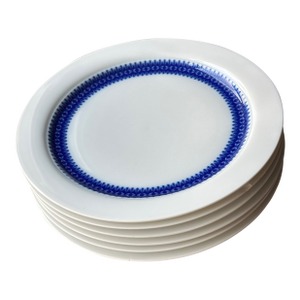 Mid Century Modern Thomas Germany 10” Lisette Dinner Plates Set of 6 – Cobalt Blue Porcelain Atomic Design 1950s 1960s
