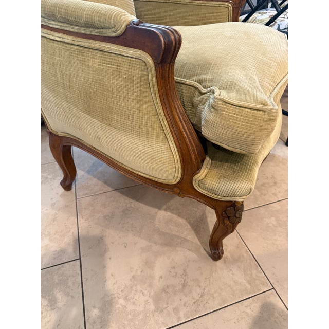 Antique French Hand Carved Walnut Bergere Chair For Sale - Image 9 of 12