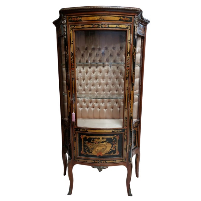 Black Louis XVI Inlaid Display Cabinet, 1920s For Sale - Image 8 of 8
