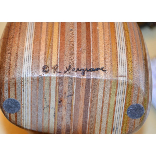 80's Hand-Crafted Zebra Wood Sitting People Bookends Signed by Artist For Sale - Image 9 of 11