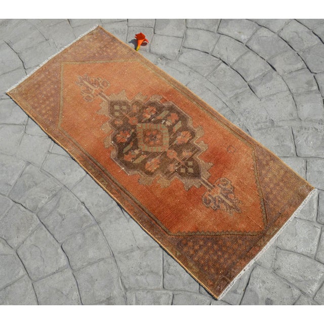 Front of Kitchen Sink Rug, Hand Made Bath Mat Muted Colors Small Rug 1