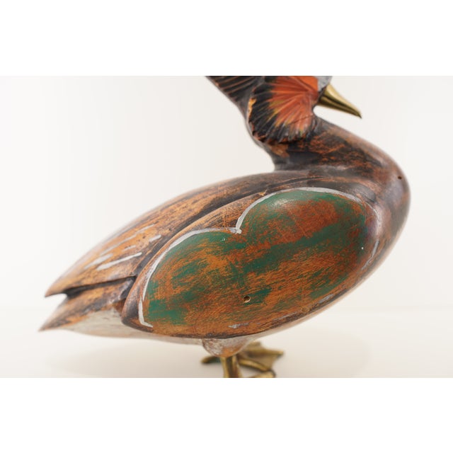 1960s Standing Hand-Painted Wooden Bird Decorative Sculpture For Sale - Image 12 of 16