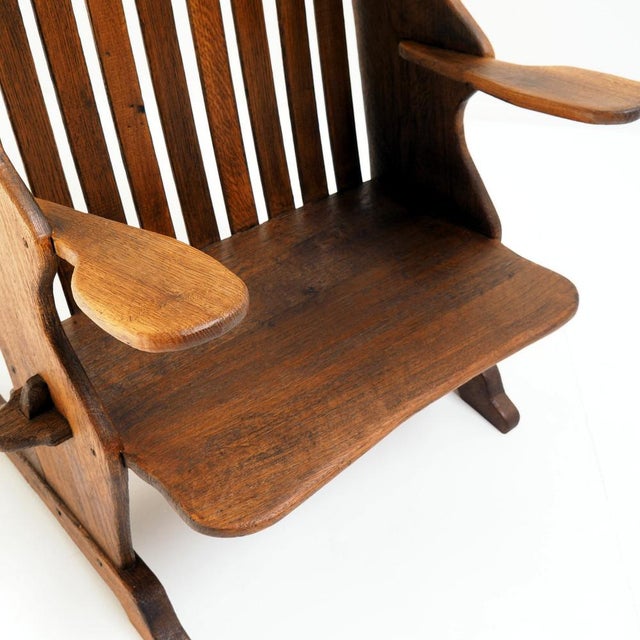 Antique Dutch Arts and Crafts Oak Hall Bench, 1890s For Sale - Image 10 of 14