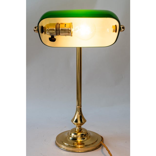 Banker Table Lamp with Glass Shade, Vienna, 1920s For Sale - Image 10 of 17