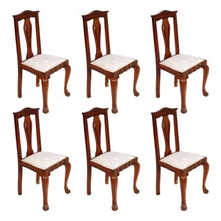Italian Baroque Chippendale Style Walnut Chairs from Testolini, 1920s, Set of 6 For Sale