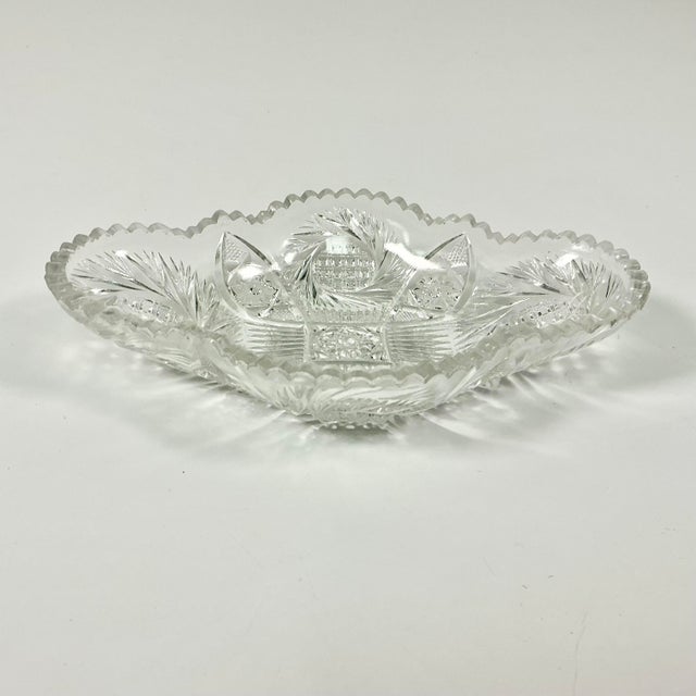 American Late 1800s Antique Boho Chic Hollywood Regency American Brilliant Cut Relish Serving Dish. For Sale - Image 3 of 10