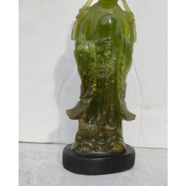 Chinese Chinese Florite Carved Standing Kuan Yin For Sale - Image 3 of 12
