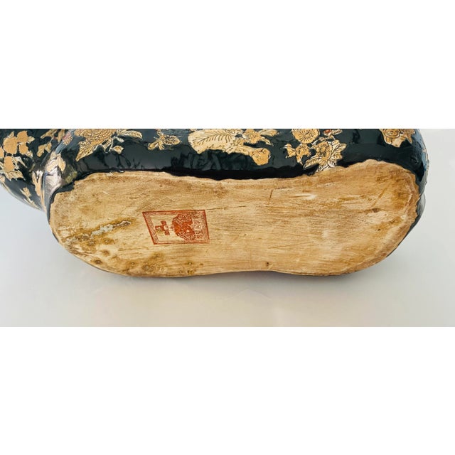 Large Antique China Qing Dynasty Gilded Monkey Holding a Bowl, Signed For Sale - Image 10 of 13