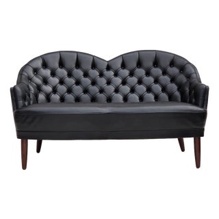 Scandinavian Sofa in Black Furniture Leather, 1960s For Sale