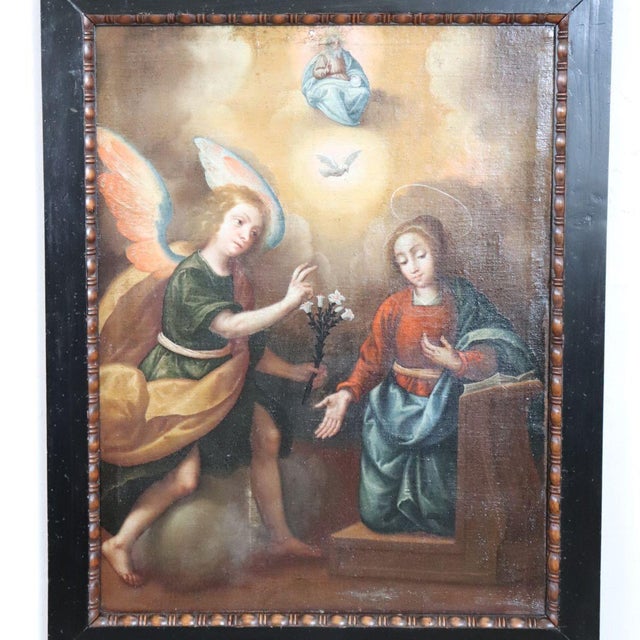 The Annunciation, 17th Century, Oil Painting on Canvas, Framed For Sale - Image 11 of 18