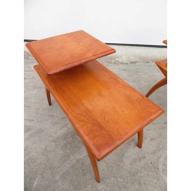 Mid 20th Century Mid Century Heywood Wakefield Tier Step Side Table Pair For Sale - Image 5 of 15
