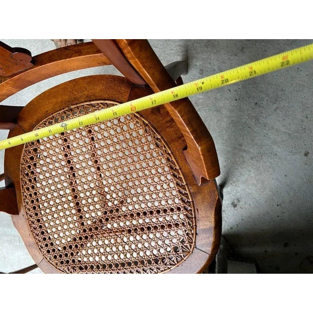 Early 20th Century Pair of Antique Eastlake Walnut Cane Seat Armchairs For Sale - Image 11 of 11