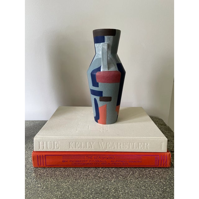 Postmodern Hand-Painted Geometric Modernist Urn Vase For Sale - Image 3 of 11