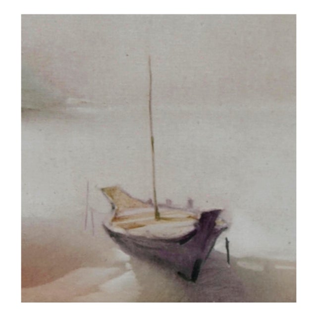 Boat at the Shore, Minimalist Landscape For Sale In Monterey, CA - Image 6 of 8