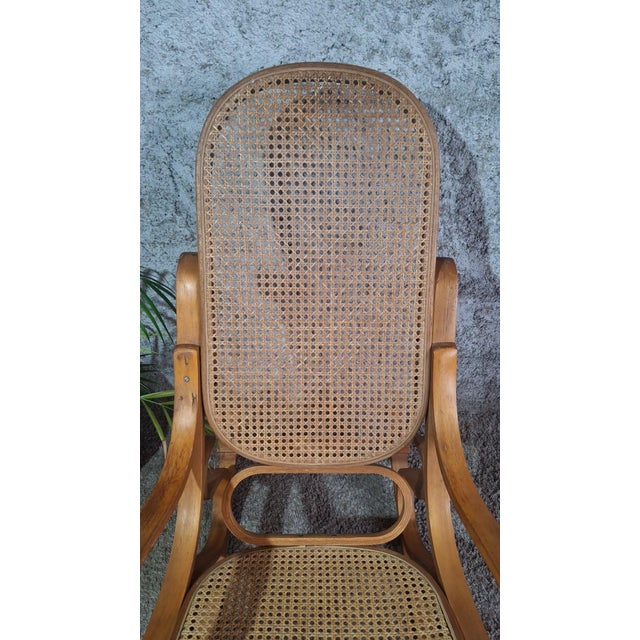 Thonet-Style Rocking Chair in Bent Beechwood and Caning, 1960s For Sale - Image 10 of 12