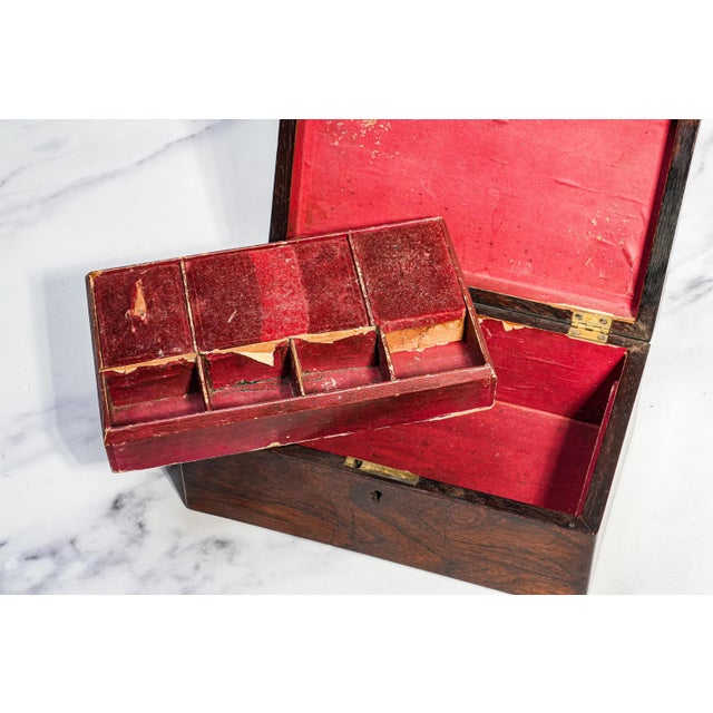 Delightful Antique Wood Jewelry Box With Key 19th Century Home Decor For Sale - Image 9 of 13
