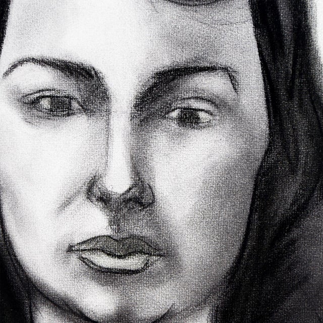 Paper Mid 20th Century Signed Charcoal Portrait Drawing of a Woman With Dark Hair Donna Foreman Hopper For Sale - Image 7 of 9
