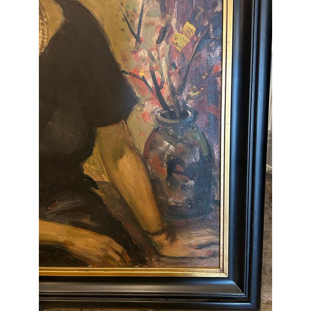 Portraiture Vintage Portrait Painting of a Woman With Flowers by Harold C Walcott. For Sale - Image 3 of 5