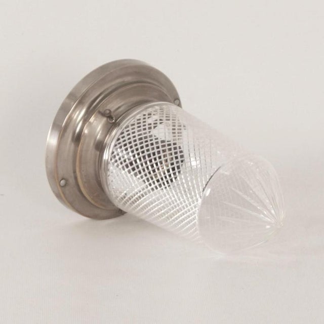 Art Deco Ceiling Lamp in Glass on Nickel Plated Base, 1930s For Sale - Image 3 of 5