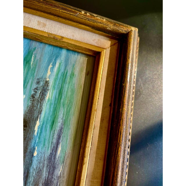 MCM Seascape Oil Painting on Masonite Board by W. Gould Chairish