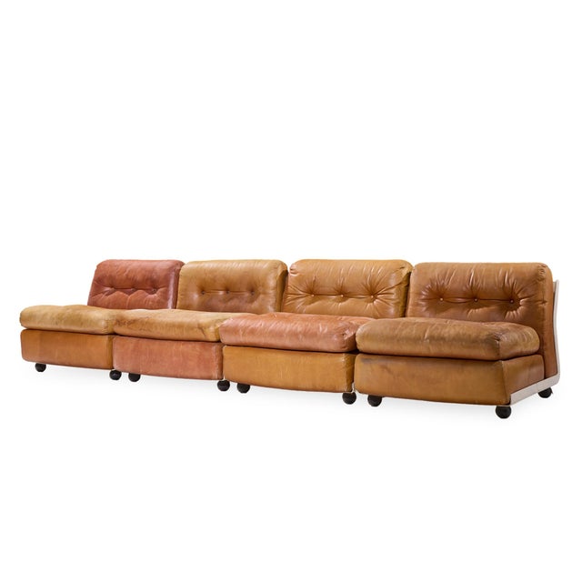 Mid-Century Modern Mario Bellini for B&b Italia Amanta Mid Century Leather and Fiberglass Sectional Sofa For Sale - Image 3 of 11