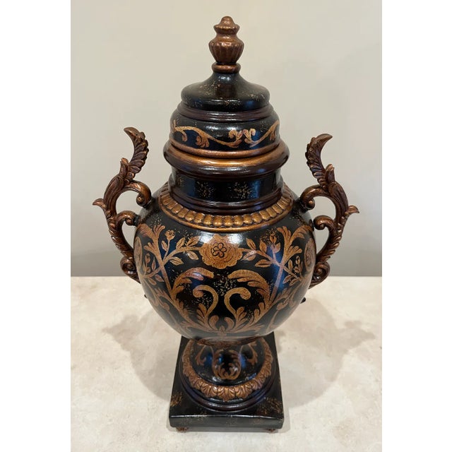 This elegant Grecian Style Urn will enhance your mantel or shelf with it's timeless classical design. The sleek black...