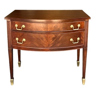 Mid 20th Century Federal Bow Front Flame Mahogany Server | Console | Petite Sideboard For Sale