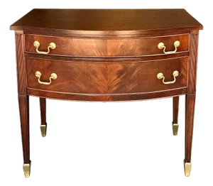 Mid 20th Century Federal Bow Front Flame Mahogany Server | Console | Petite Sideboard