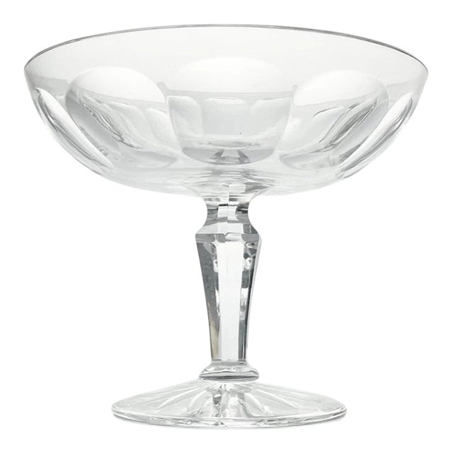 1940s Vintage Kosta-Boda Crystal Panel Coupe Compote Stem Bowl For Sale