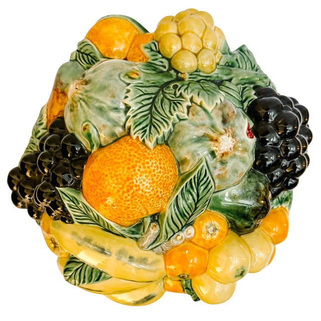 Vintage Bordallo Pinheiro Majolica Fruit Basket Centerpiece Tureen For Sale In San Diego - Image 6 of 9