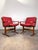 1970s Pair Red Leather/ Rosewood Framed “Siesta Arm Chairs” by Norwegian Designer Ingmar Relling for Westnofa For Sale In Orlando - Image 6 of 12