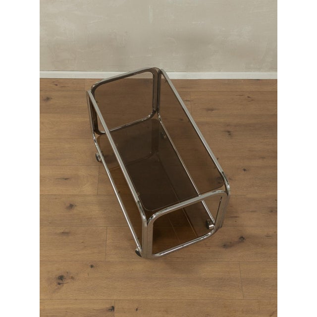 Glass Side Table with Wheels, 1970s For Sale - Image 6 of 9