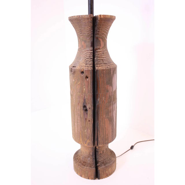 Extra Large Late 20th Century Turned Wood Lamp For Sale - Image 4 of 7