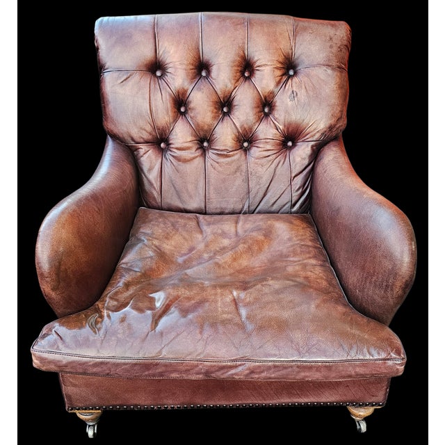 Early 21st Century Pair of Eichholtz Tufted Leather Club Caledonian Armchairs For Sale - Image 11 of 12