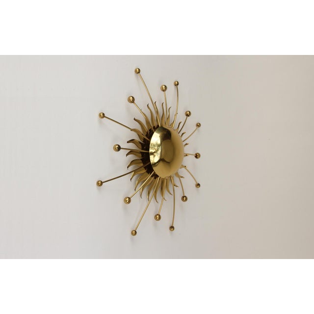 Sunburst Sputnik Wall Lamp in Brass, 1950s For Sale - Image 4 of 16