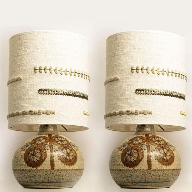 1 of the 2 beautiful ceramic table lamps by noomi backhausen for soholm, denmark 1960s. Combined with a beautiful custom...