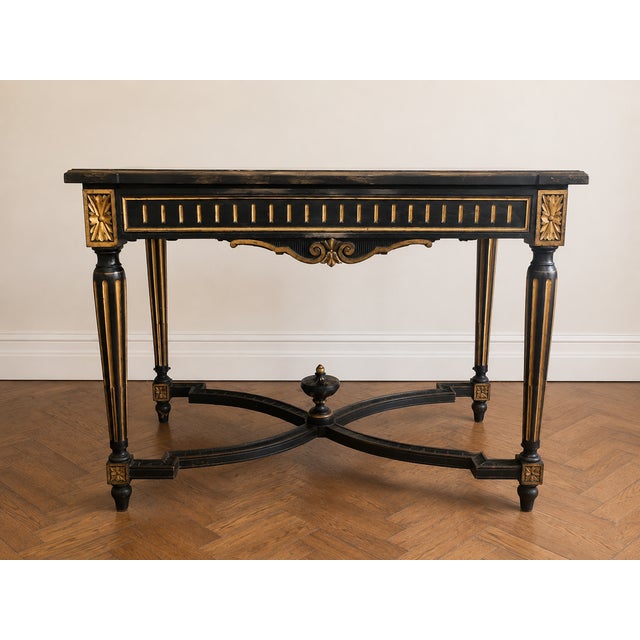 French Napoleon III Ebonized and Gilt Center Table with Sarrancolin Marble Top, 1880 For Sale - Image 14 of 14