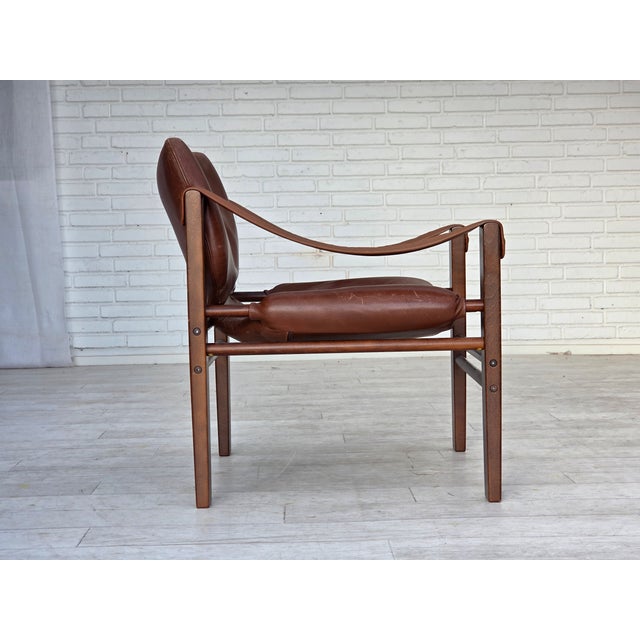 Danish Safari Armchair in Leather from Skipper's Furniture, 1970s For Sale - Image 4 of 17