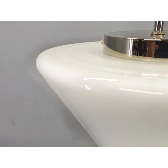 1970s Art Deco Pendant Light in Chrome & Milk Glass, 1970s For Sale - Image 5 of 12