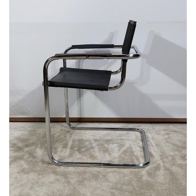 1970s Chromed Metal Chair in Black Leather by Breuer, 1970 For Sale - Image 5 of 18