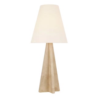 Kelly Wearstler by Visual Comfort Signature Crue 34" Table Lamp in Natural Maple with Linen Shade For Sale