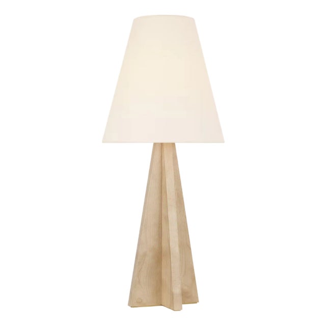 Kelly Wearstler by Visual Comfort Signature Crue 34" Table Lamp in Natural Maple with Linen Shade For Sale