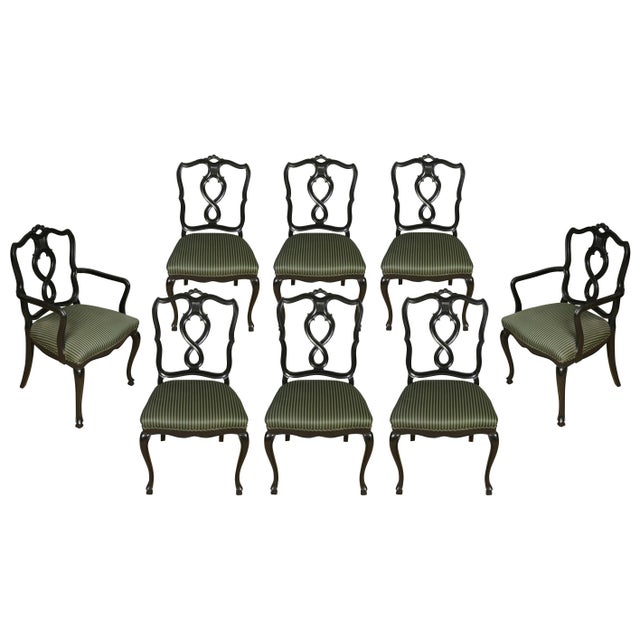 Set of Eight Black Dining Chairs With Cabriole Legs Chairish
