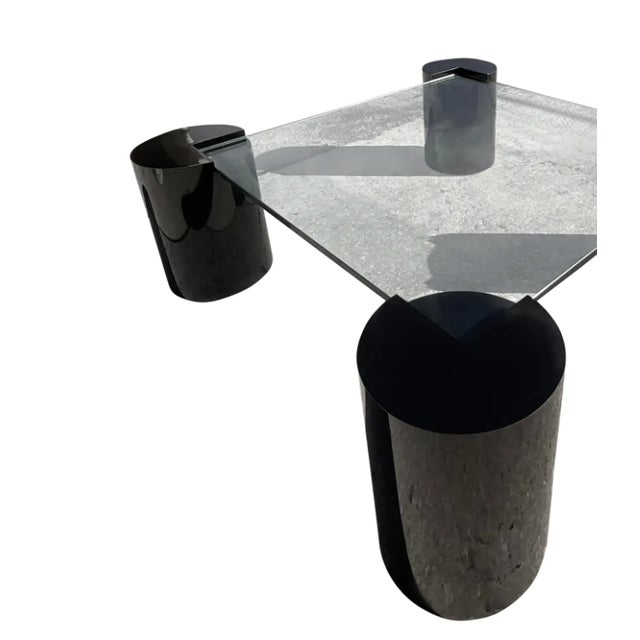 Vintage 80s Four Corners Pedestal Coffee Table After Springer For Sale - Image 11 of 12