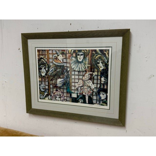 Circa 1992 Karen Salee Venetian Masks Lithograph Edition 2/850 For Sale In San Francisco - Image 6 of 12