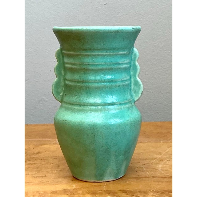 Vintage Turquoise Ceramic Pottery Vase For Sale - Image 11 of 12