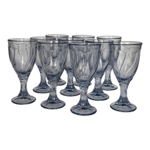 Vintage Noritake Light Blue Sweet Swirl Wine Goblets - Set of 10