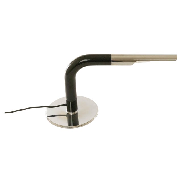 Gulp Table Lamp in Chrome and Black by Ingo Maurer for Design M, 1970s For Sale